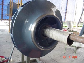 Pump impeller coated with Belzona 1341 (Supermetalglide) for efficiency enhancement