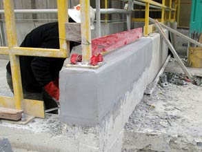 Reconstrucción de una pared finalizada con la aplicación de Belzona 4154 y acabado de Belzona 4111 